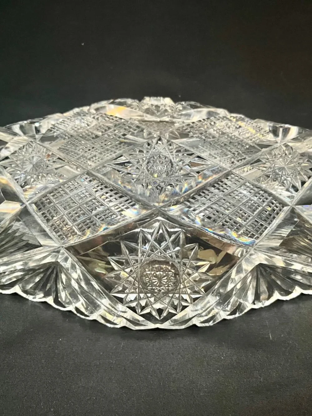 Antique American Brilliant Period Cut Crystal Celery, Relish, Or Candy Dish